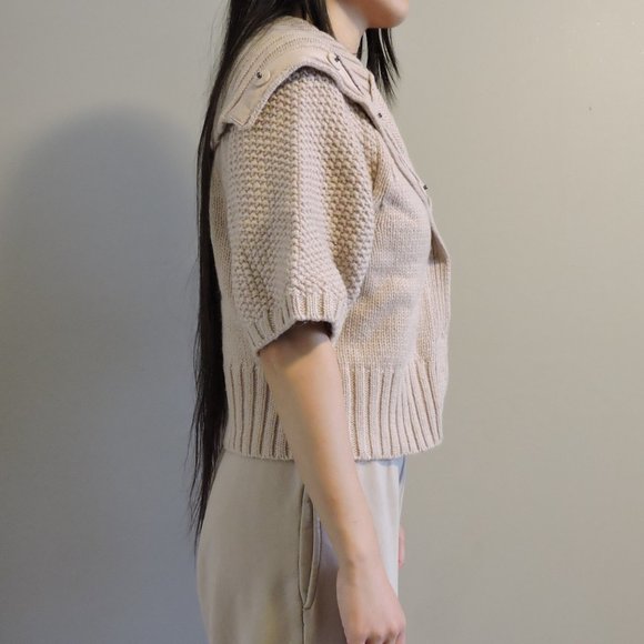 Ann Taylor Soft Neutral Pink Alpaca/Merino Wool Sweater Cardigan w/ Snap Close - Picture 5 of 12